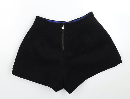 Ochirly Womens Black Polyester Hot Pants Shorts Size S L3 in Regular Zip