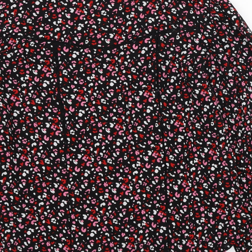 Marks and Spencer Womens Multicoloured Animal Print Viscose Basic Button-Up Size 6 Mock Neck