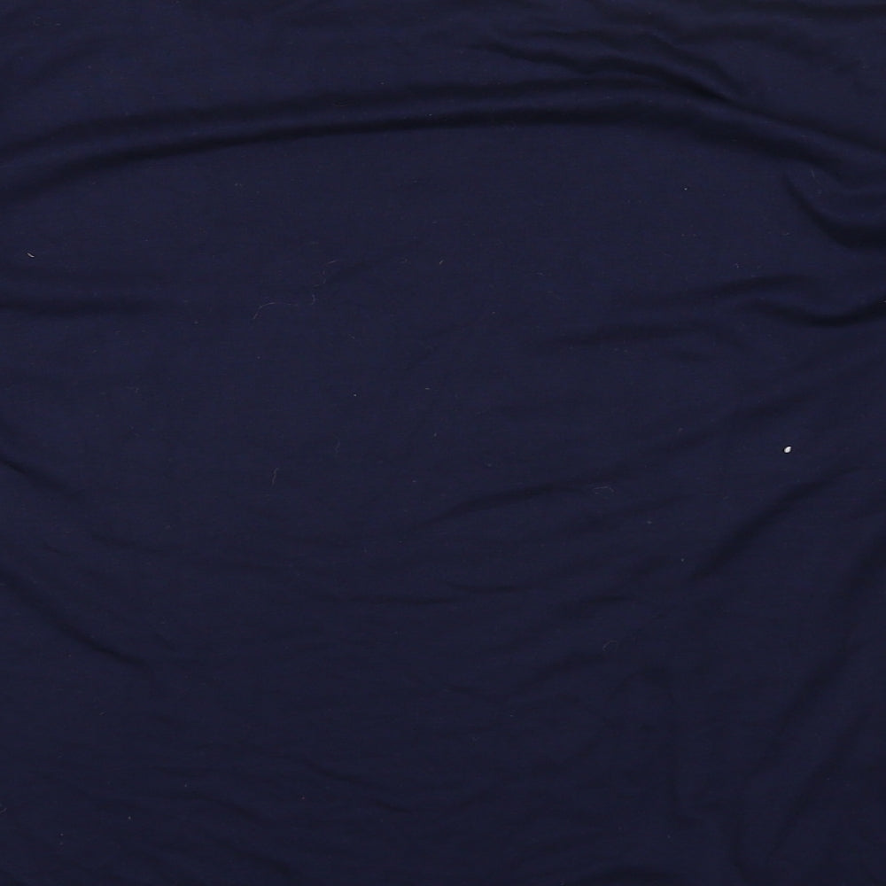 Pebble Bay Womens Blue Polyester Basic T-Shirt Size M Boat Neck - Crochet Trim