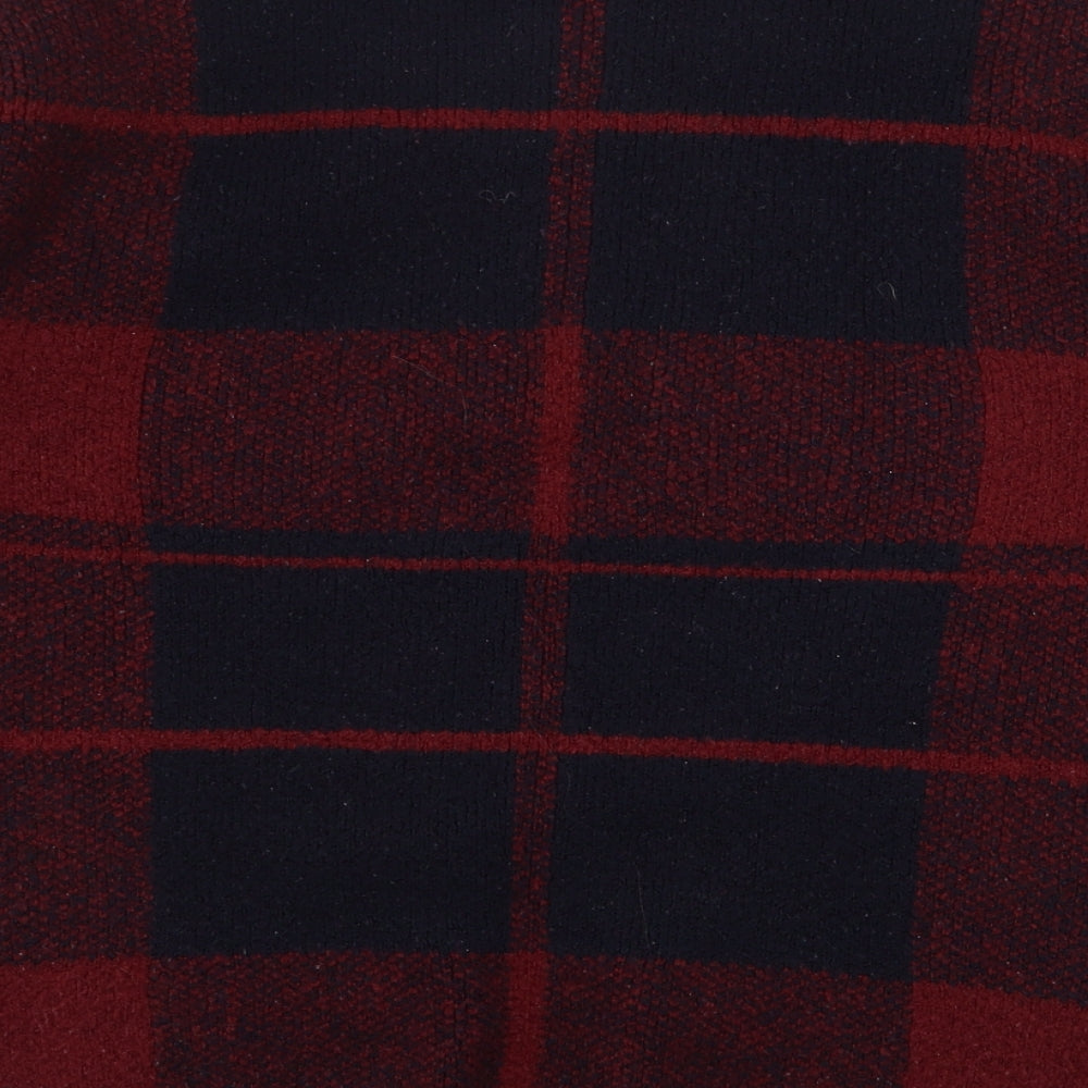 Atmoshpere Womens Red Round Neck Plaid Acrylic Pullover Jumper Size M