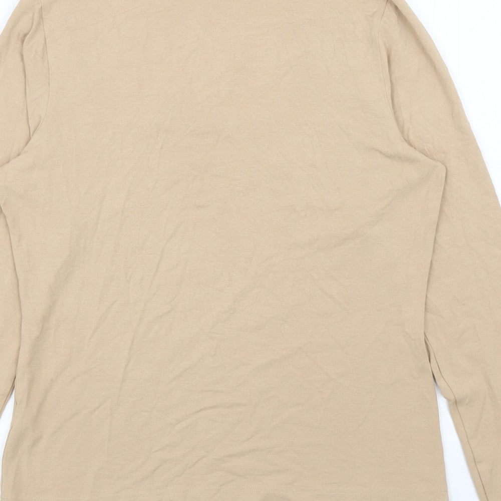 Marks and Spencer Womens Beige Viscose Jersey T-Shirt Size 12 Square Neck - Flowers