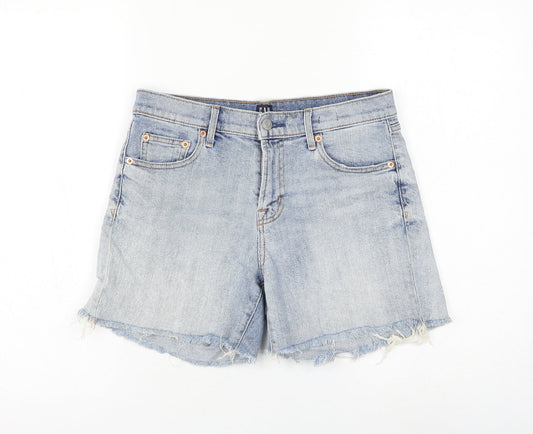 Gap Womens Blue Cotton Mom Shorts Size 27 in L6 in Regular Zip - Distressed