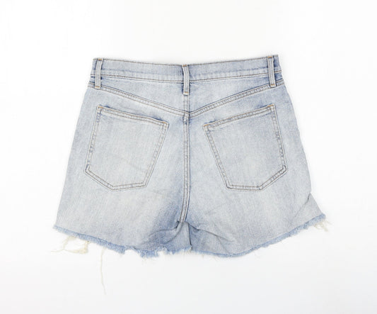 Gap Womens Blue Cotton Mom Shorts Size 27 in L6 in Regular Zip - Distressed