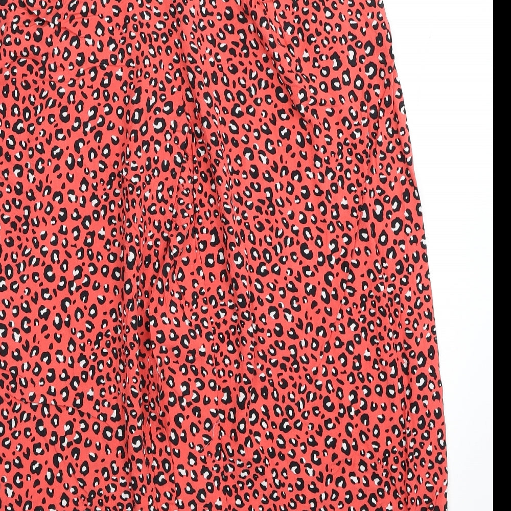 Marks and Spencer Womens Pink Animal Print Viscose Bloomer Trousers Size 8 L20 in Regular Zip - Leopard Print