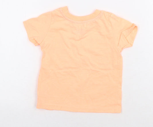 Primark Boys Orange Polyester Basic T-Shirt Size 9-12 Months Round Neck Pullover - Totally Epic