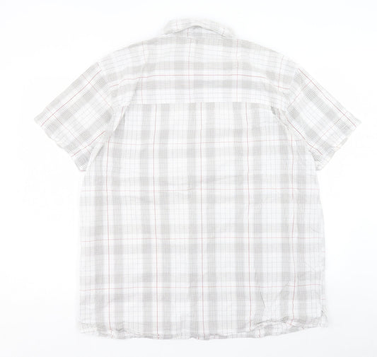 Hawkshead Mens White Plaid Cotton Button-Up Size XL Collared Button - Pocket Detail