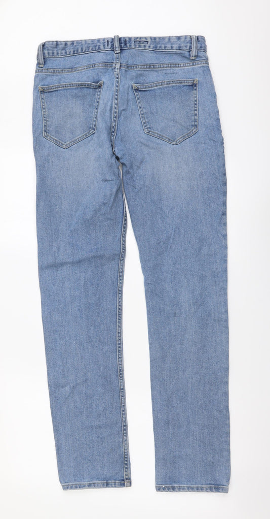 Topshop Mens Blue Cotton Skinny Jeans Size 30 in L32 in Regular Button
