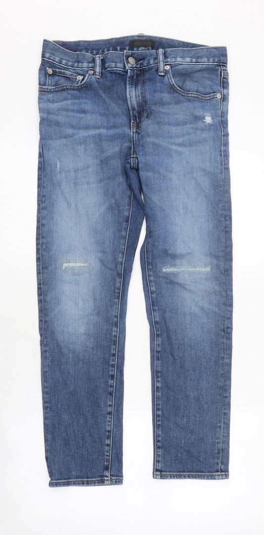 Unique Womens Blue 100% Cotton Skinny Jeans Size 34 L29 in Regular Zip
