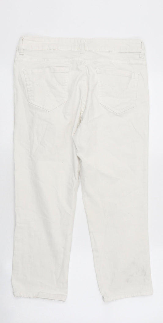 Crew Clothing Womens White 100% Cotton Straight Jeans Size 12 L27 in Regular Zip