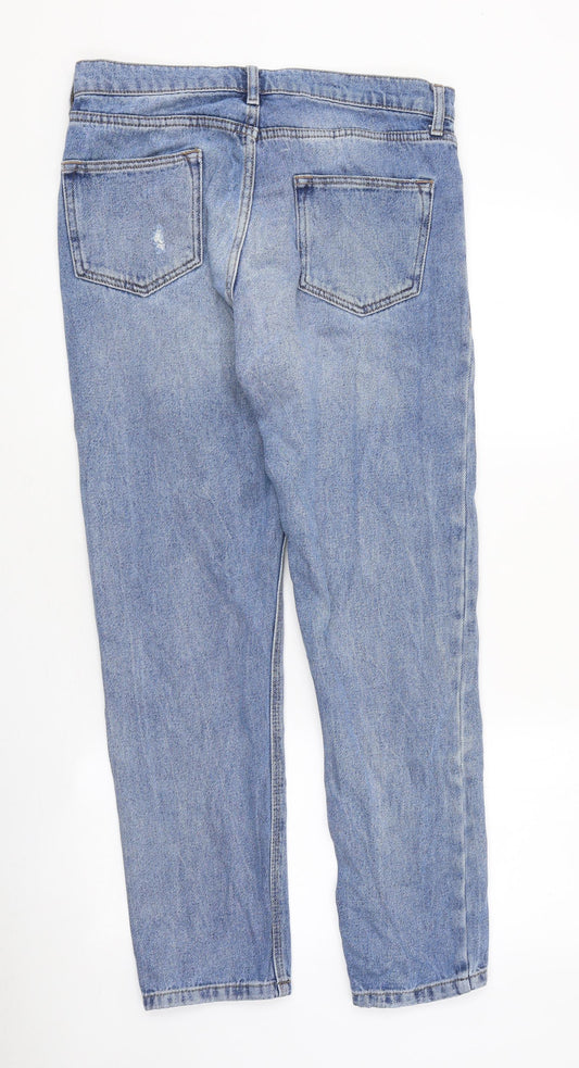 Topman Mens Blue Cotton Straight Jeans Size 30 in L32 in Regular Zip