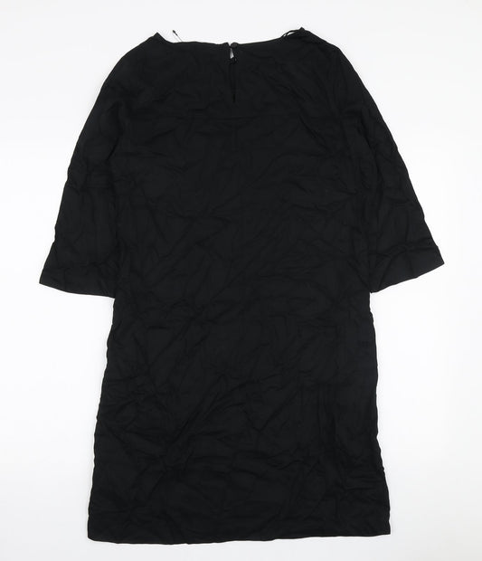 Marks and Spencer Womens Black Viscose A-Line Size 8 Boat Neck Button