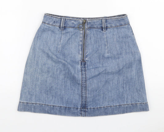 LFT Denim Womens Blue Cotton A-Line Skirt Size S Zip