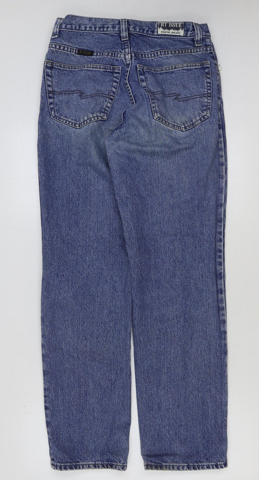 Preworn Womens Blue Cotton Straight Jeans Size 32 in L31 in Regular Button