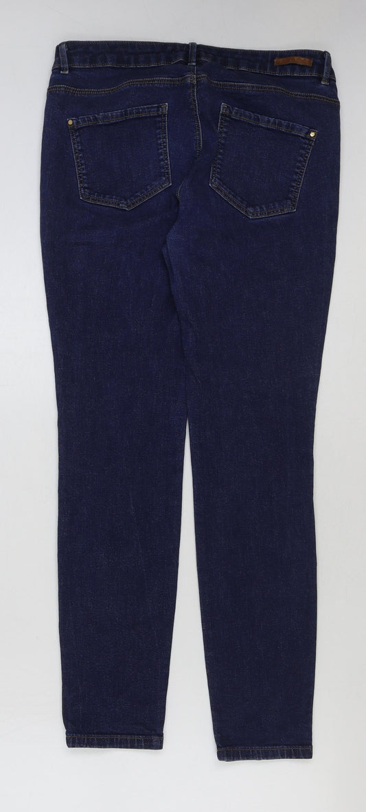 Preworn Womens Blue Cotton Skinny Jeans Size 32 in L30 in Regular Button