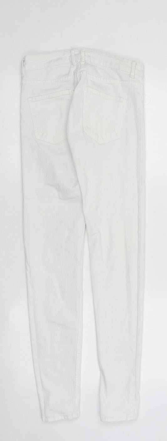 Bershka Womens White Acetate Skinny Jeans Size 28 in L30 in Regular Zip