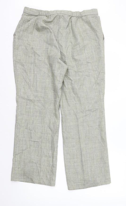 Marks and Spencer Womens Beige Plaid Polyester Trousers Size 16 L27 in Regular Zip