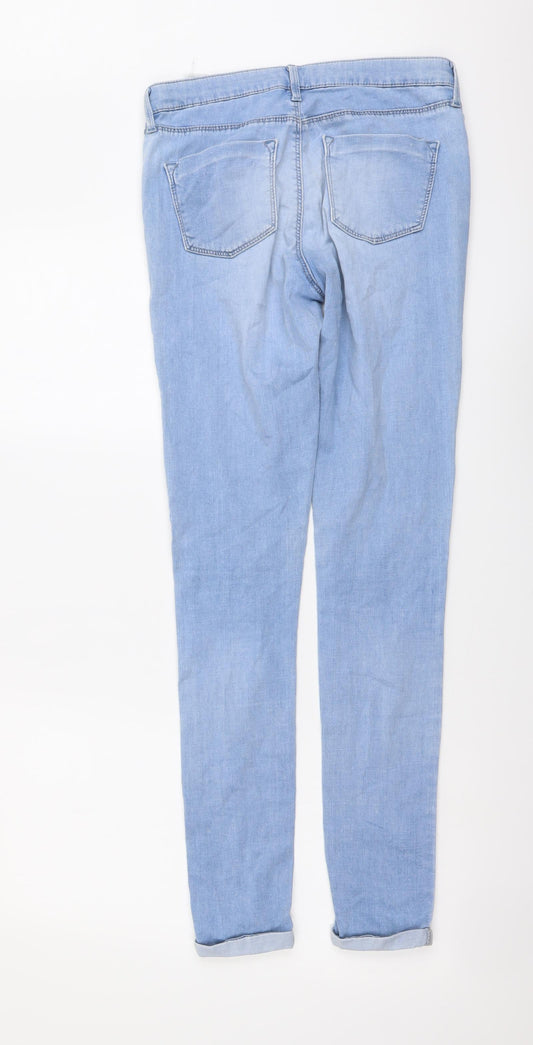 Topshop Womens Blue Cotton Skinny Jeans Size 30 in L32 in Regular Button