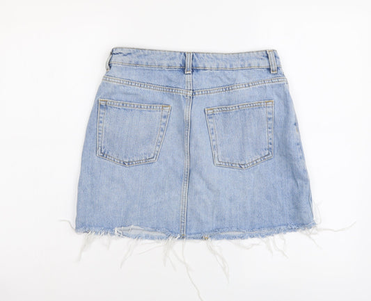 Topshop Womens Blue Cotton Maxi Skirt Size 10 Button