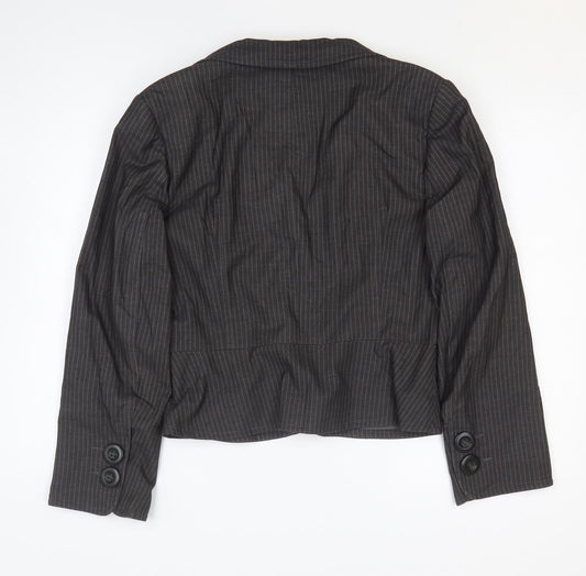 Therapy Womens Black Striped Polyester Jacket Blazer Size 14
