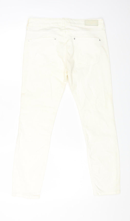 leana woaman Womens White Cotton Straight Jeans Size 28 in L24 in Regular Zip