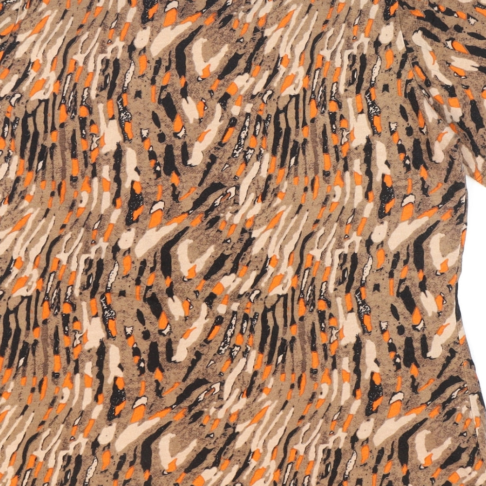 Isle Womens Brown Animal Print 100% Cotton Basic T-Shirt Size 14 Round Neck - Size 14/16