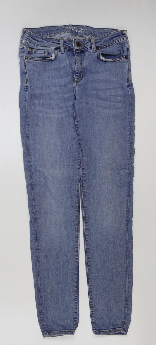 Jack Wills Womens Blue Cotton Skinny Jeans Size 28 in L30 in Regular Button