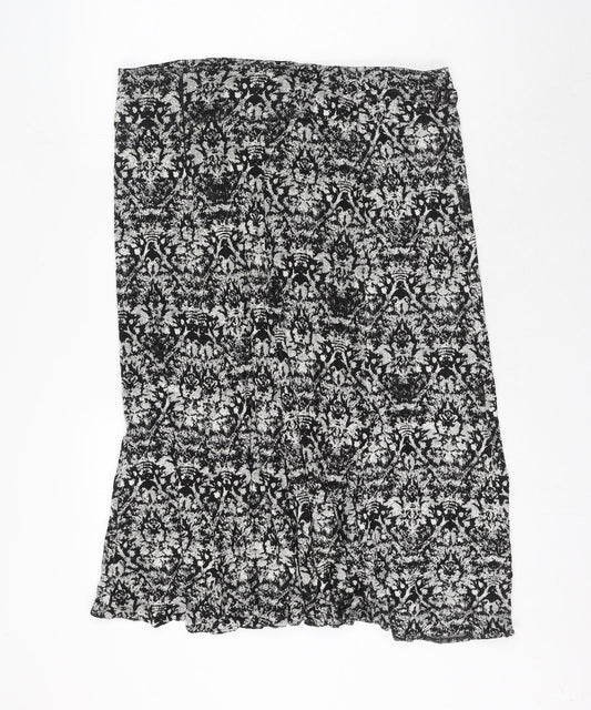 Steilmann Womens Black Geometric Polyester A-Line Skirt Size 18