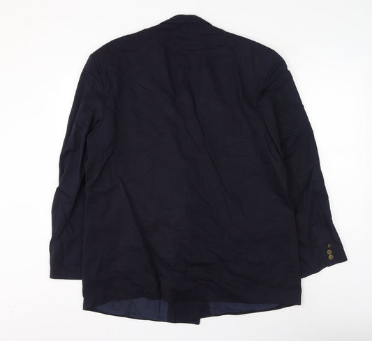 Button Hole Mens Blue Polyester Jacket Suit Jacket Size 46