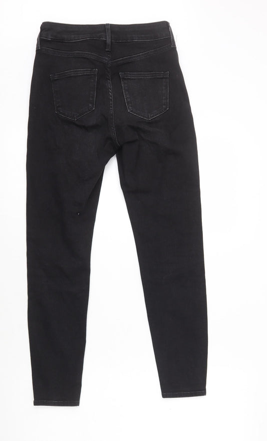 Marks and Spencer Womens Black Cotton Skinny Jeans Size 8 L26 in Regular Zip