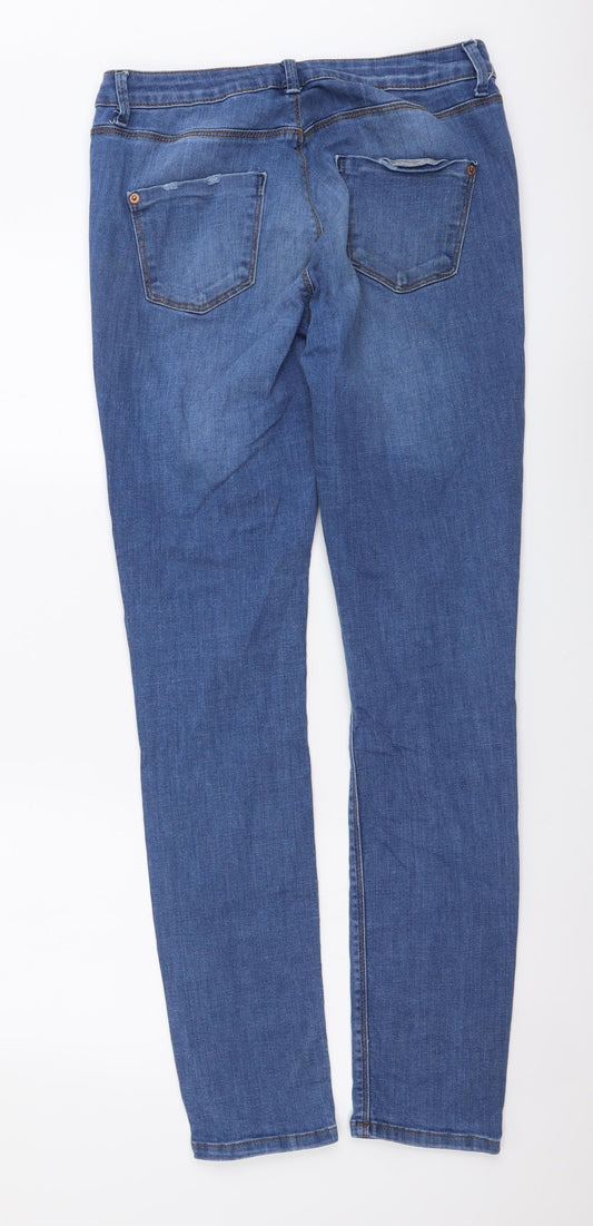 Topshop Mens Blue Cotton Skinny Jeans Size 30 in L32 in Regular Button