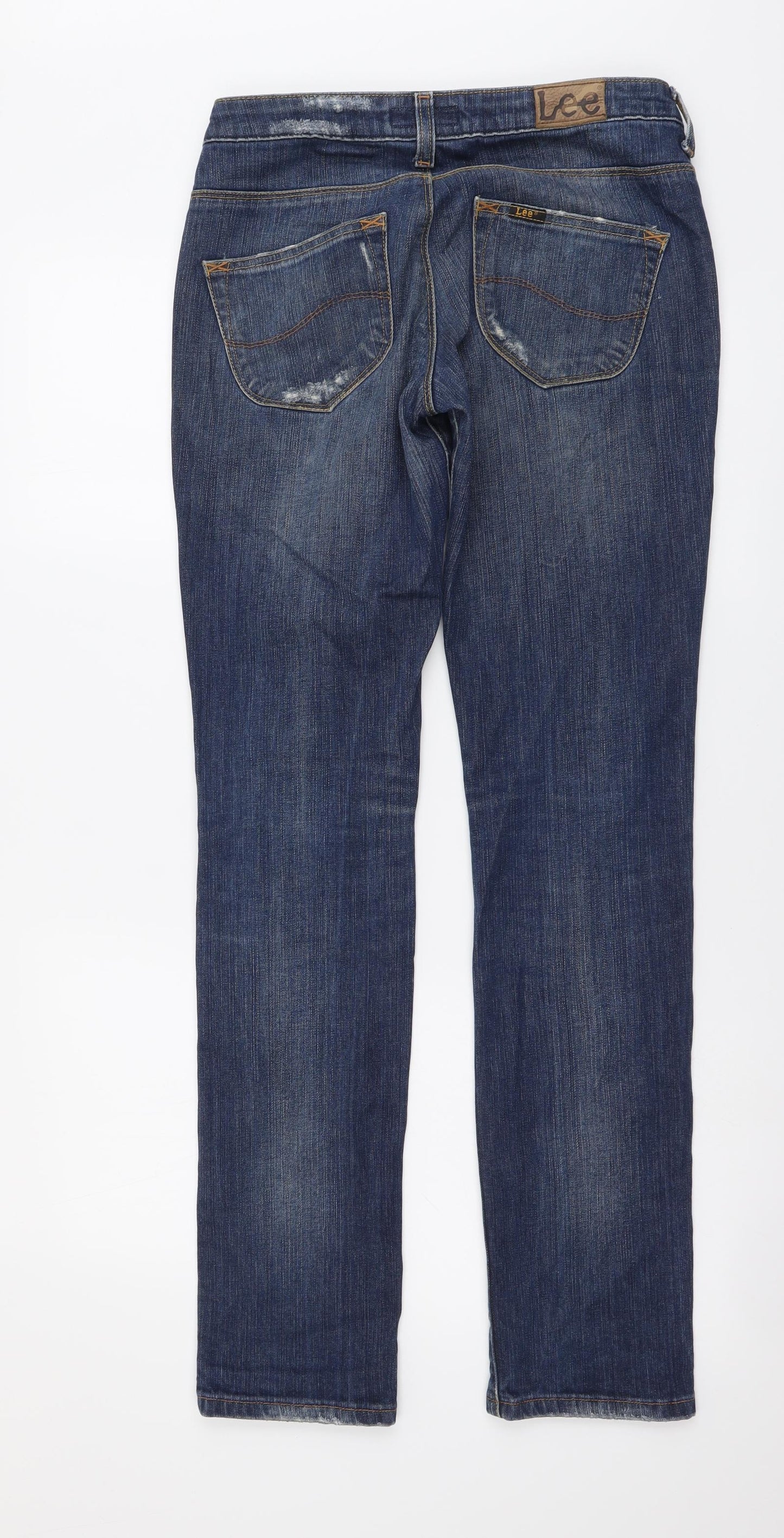 Lee Womens Blue Cotton Straight Jeans Size 27 in L31 in Regular Button