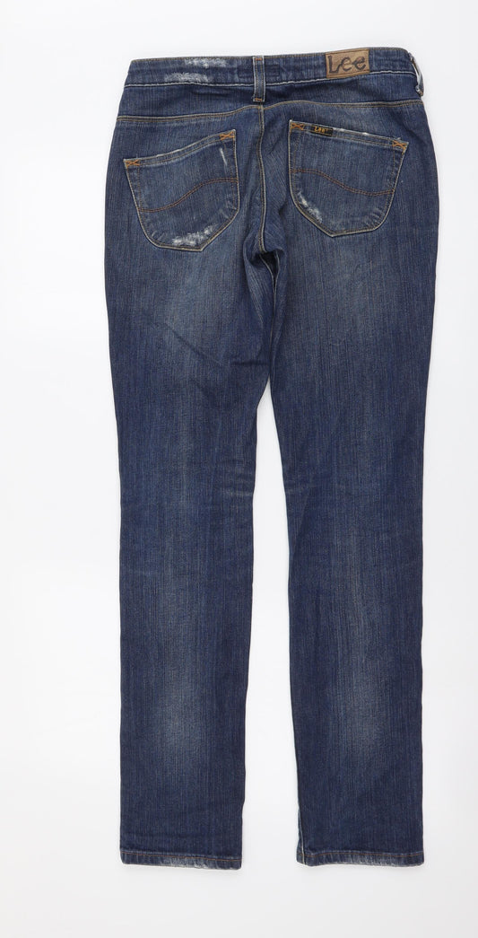 Lee Womens Blue Cotton Straight Jeans Size 27 in L31 in Regular Button
