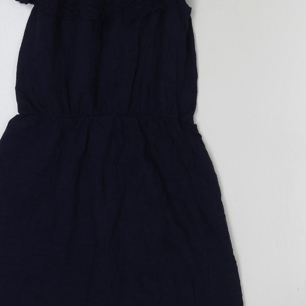 Next Beachwear Womens Blue Cotton A-Line Size 12 Off the Shoulder Pullover