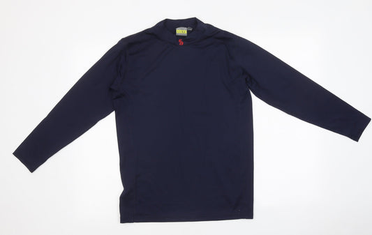 David Luke Mens Blue Polyester Basic T-Shirt Size 34 High Neck Pullover