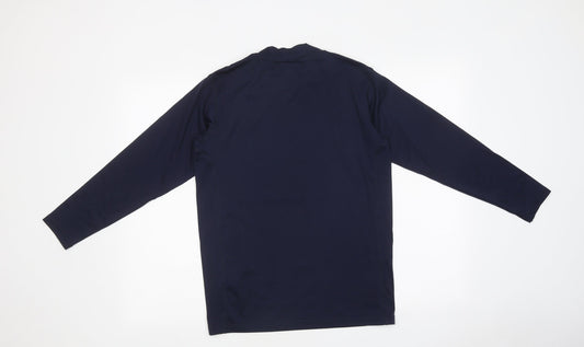 David Luke Mens Blue Polyester Basic T-Shirt Size 34 High Neck Pullover