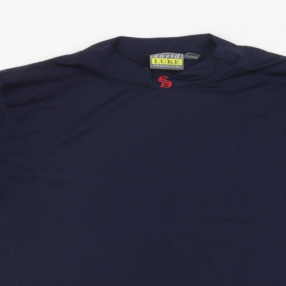 David Luke Mens Blue Polyester Basic T-Shirt Size 34 High Neck Pullover