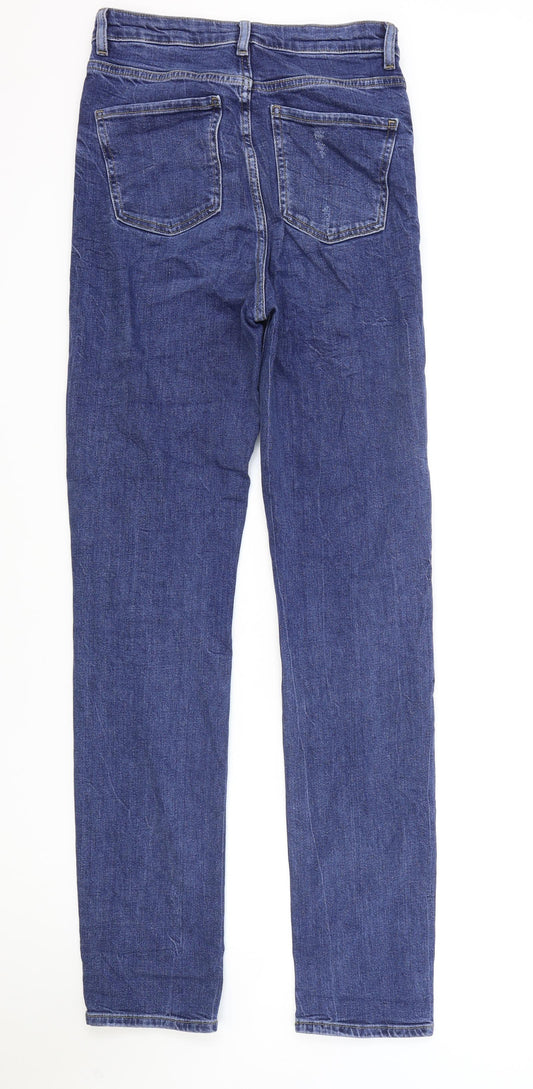 Marks and Spencer Womens Blue Cotton Skinny Jeans Size 8 L32 in Regular Zip