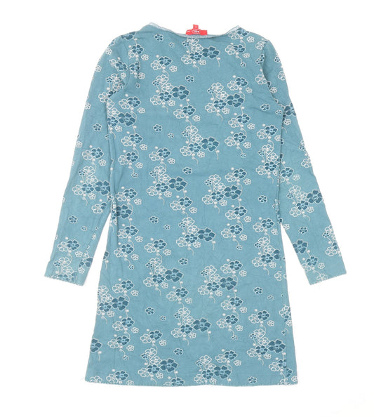 edc by Esprit Girls Blue Floral Polyester Mini Size M Square Neck Pullover