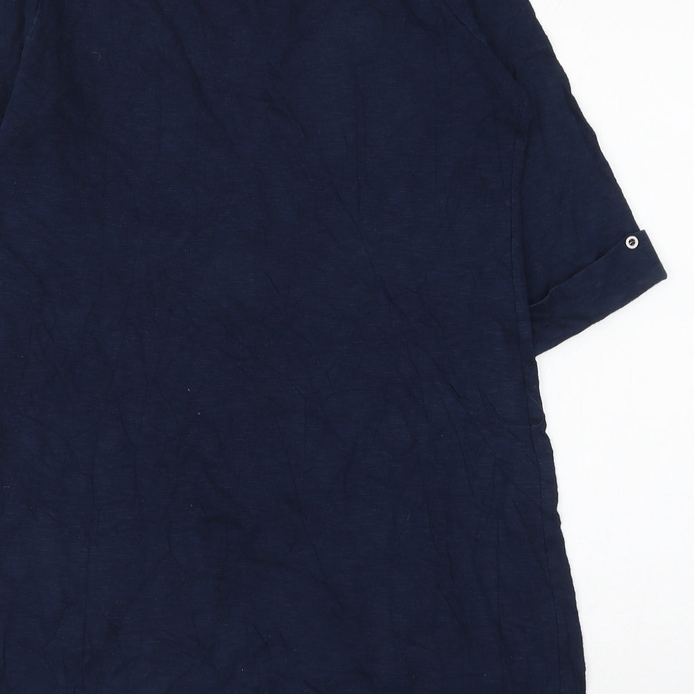 Marks and Spencer Womens Blue Boat Neck Cotton Pullover Jumper Size 14