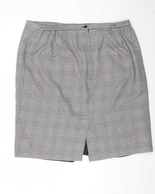 essence Womens Multicoloured Check Polyester A-Line Skirt Size 26 Zip