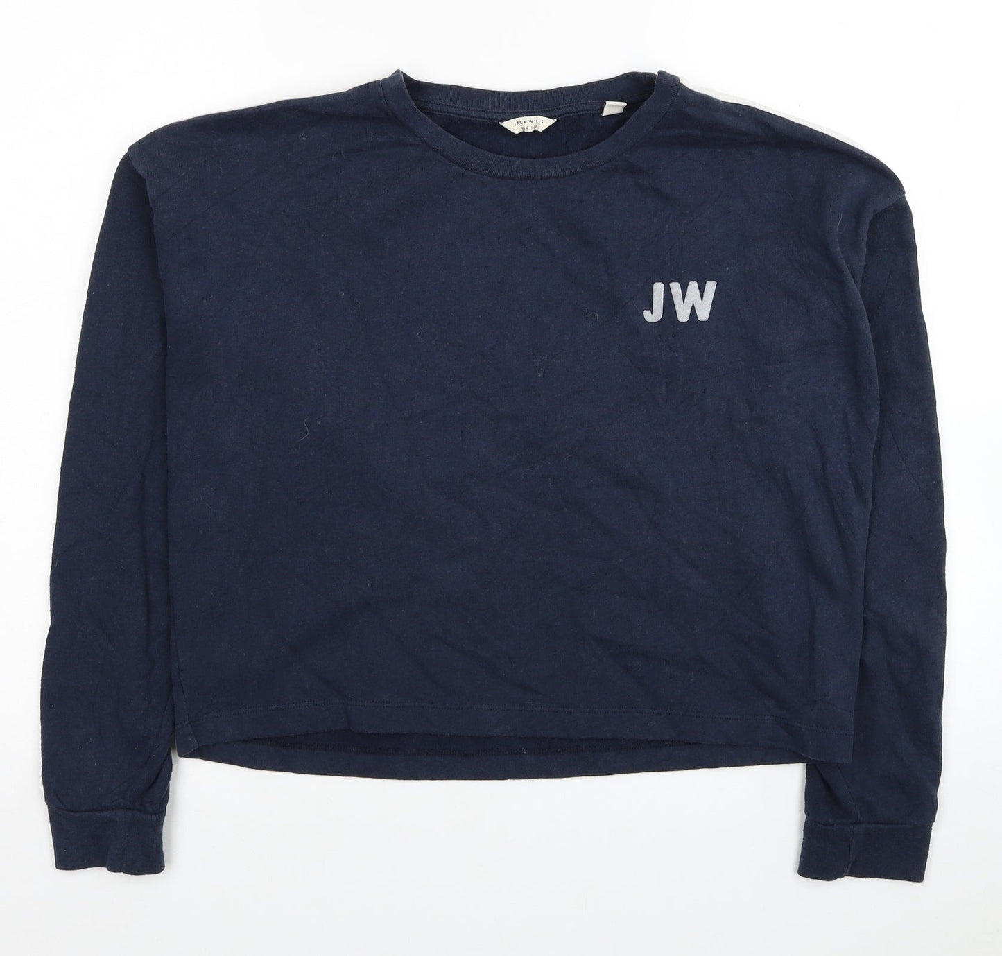 Jack Wills Womens Blue Cotton Pullover Sweatshirt Size 12 Pullover - Cropped