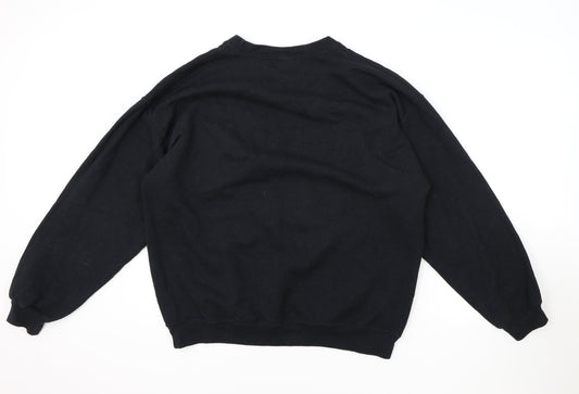Love Womens Black 100% Cotton Pullover Sweatshirt One Size Pullover