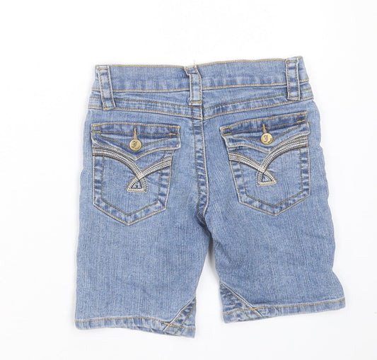 Jewel Boys Blue Cotton Bermuda Shorts Size 10 Years Regular Buckle