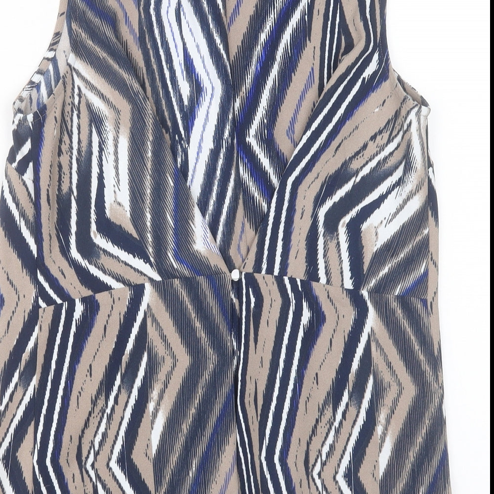 Warehouse Womens Multicoloured Geometric Polyester Basic Tank Size 14 Crew Neck