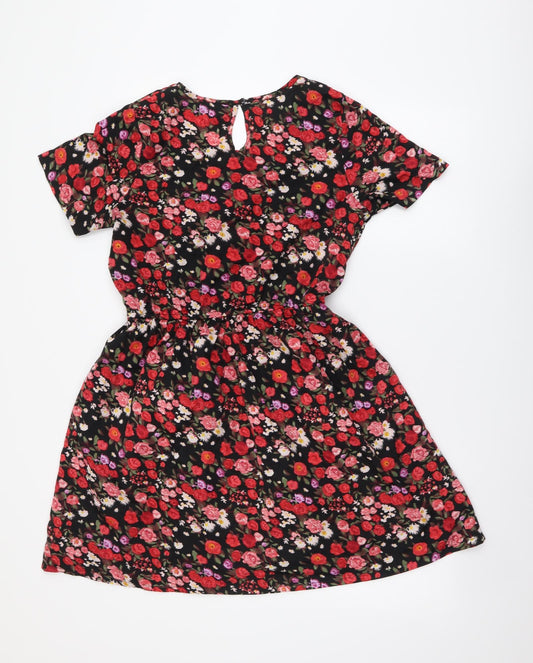 Kushi Womens Multicoloured Floral Polyester A-Line Size 10 Round Neck Pullover