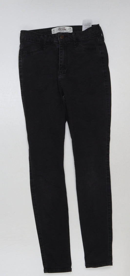 Hollister Womens Black Cotton Skinny Jeans Size 25 in L27 in Regular Button