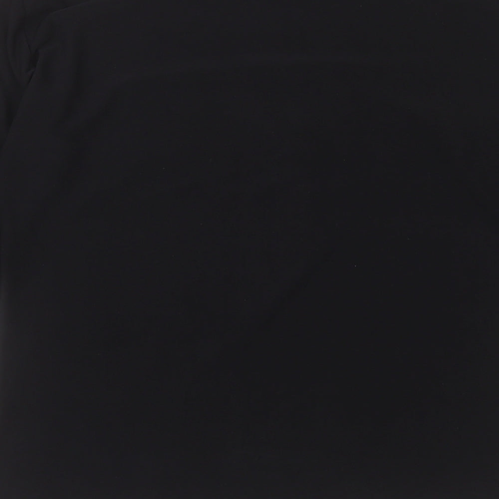 KOXX Womens Black Polyester Basic T-Shirt Size L Crew Neck - Lace Detail