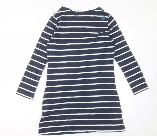 Brakeburn Womens Blue Striped Cotton A-Line Size 10 Boat Neck Pullover