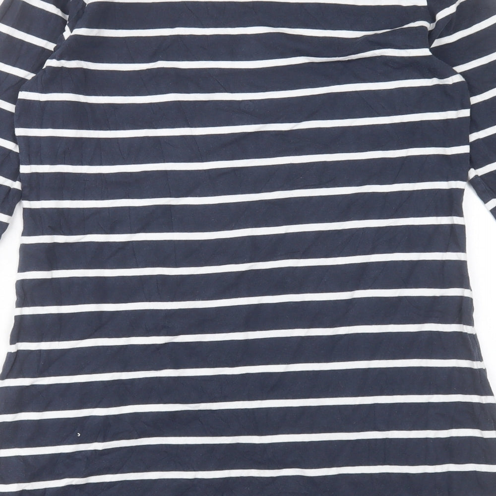 Brakeburn Womens Blue Striped Cotton A-Line Size 10 Boat Neck Pullover