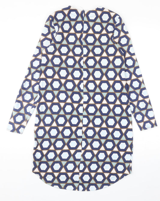 H&M Womens Multicoloured Geometric Cotton Mini Size XS Round Neck Zip